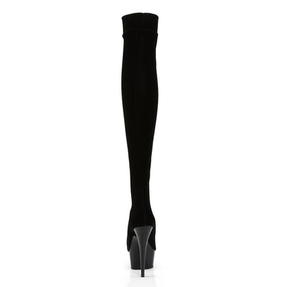 Pleaser DELIGHT-3002 Black Platform Thigh High Boots - 6 Inch Heels