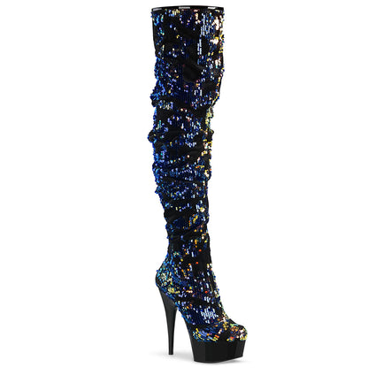DELIGHT-3004 Pleaser Blue 6 Inch High Impact Thigh High