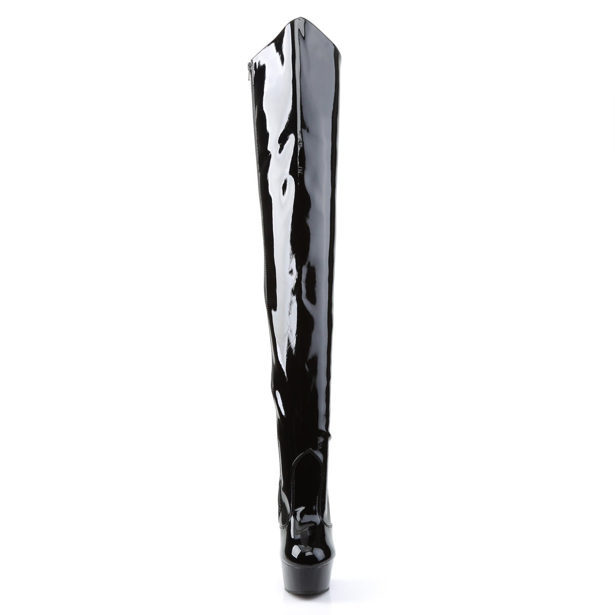 Pleaser DELIGHT-3010 Black Platform Thigh High Boots - 6 Inch Heels