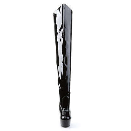 Pleaser DELIGHT-3010 Black Platform Thigh High Boots - 6 Inch Heels