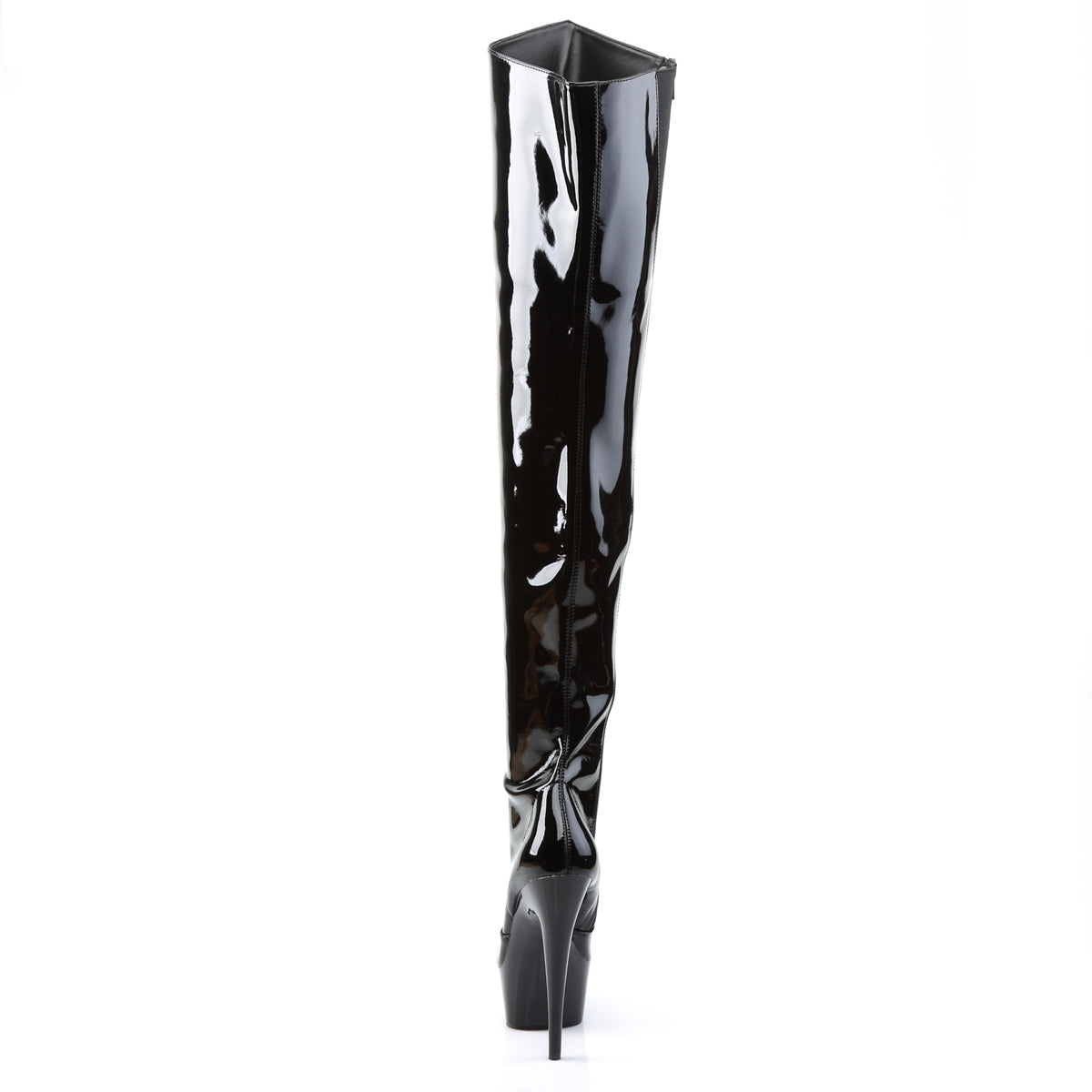 Pleaser DELIGHT-3010 Black Platform Thigh High Boots - 6 Inch Heels