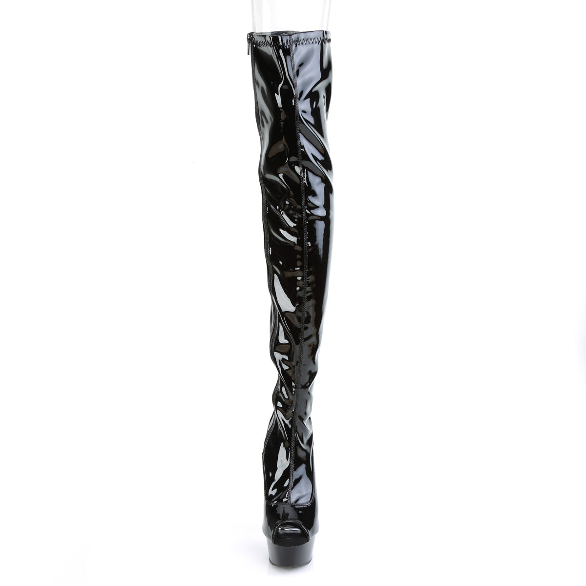 DELIGHT-3011 Pleaser Black Patent 6 Inch Glamour Models Thigh High Boots