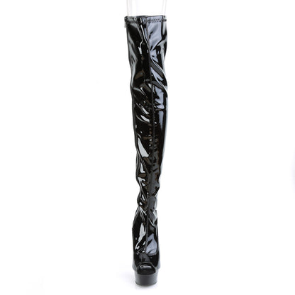 DELIGHT-3011 Pleaser Black Patent 6 Inch Glamour Models Thigh High Boots