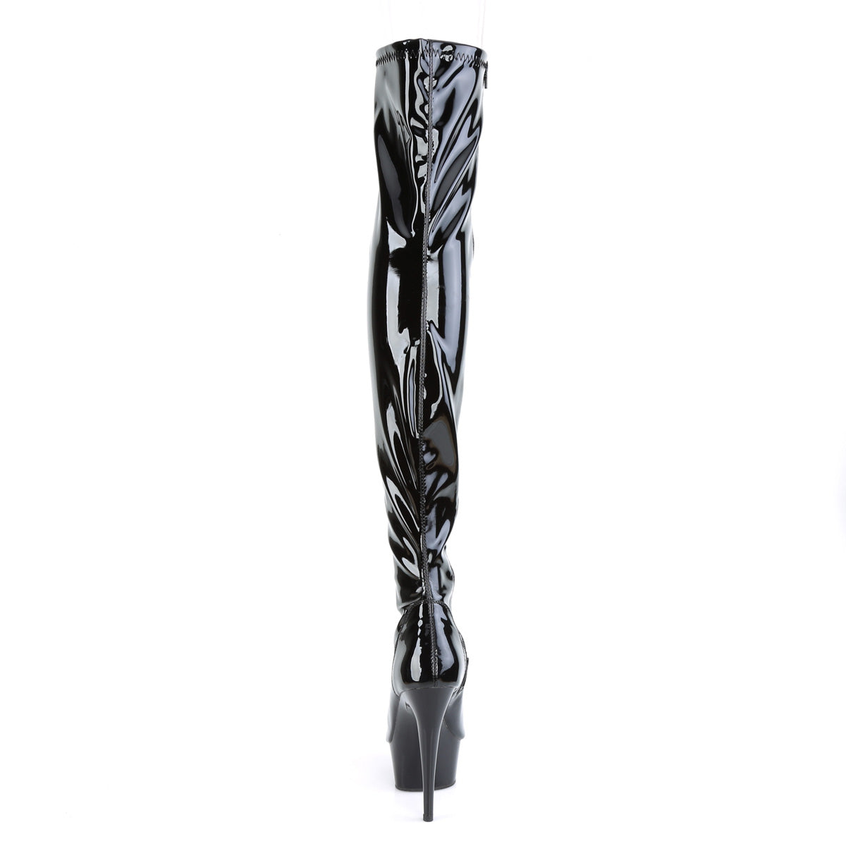 DELIGHT-3011 Pleaser Black Patent 6 Inch Glamour Models Thigh High Boots