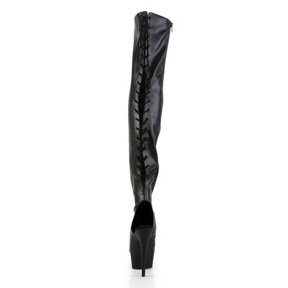 DELIGHT-3017 Pleasers 6 Inch Heel Black Pole Dancer Platform Shoes