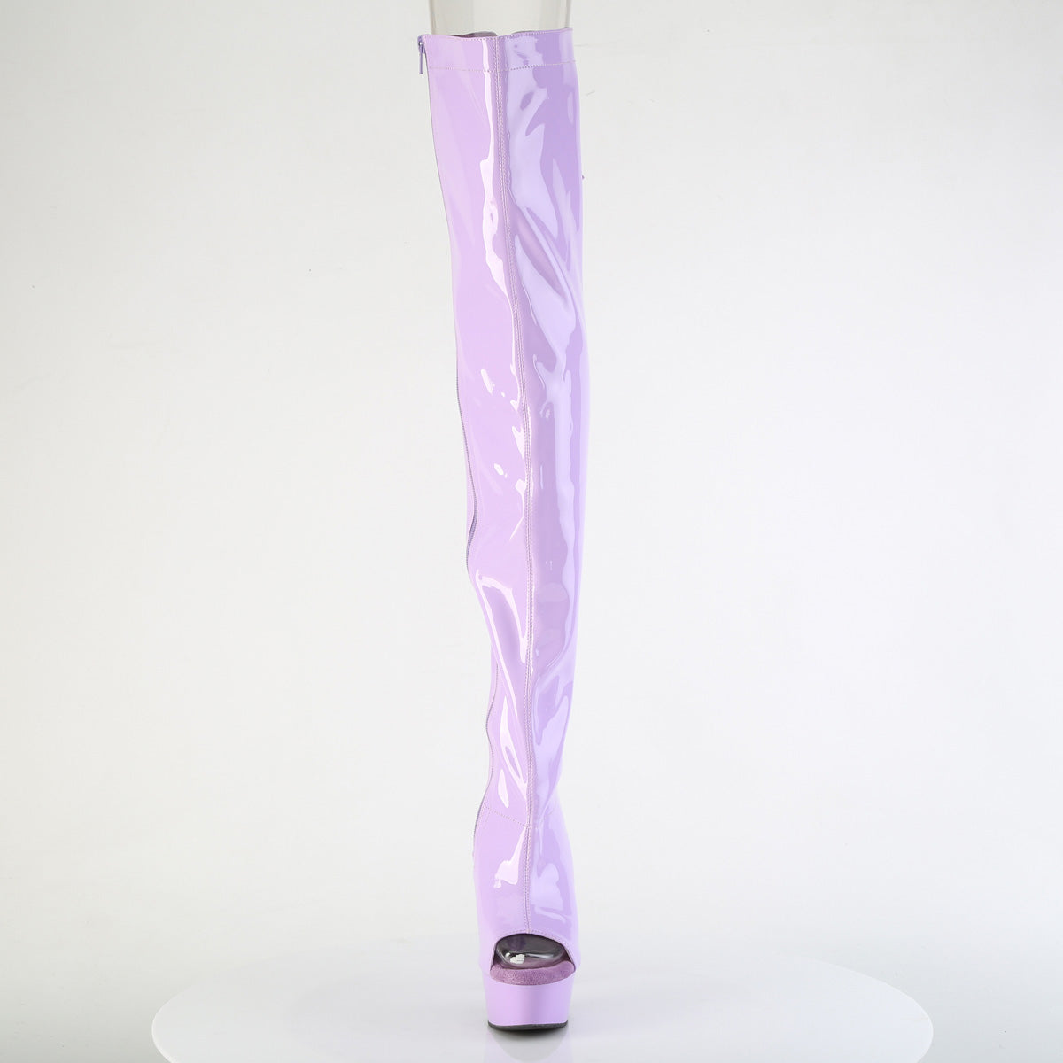 Pleaser DELIGHT-3017 Lavender Lace-Up Open Toe Platform Thigh High Boots - 6 Inch Heels
