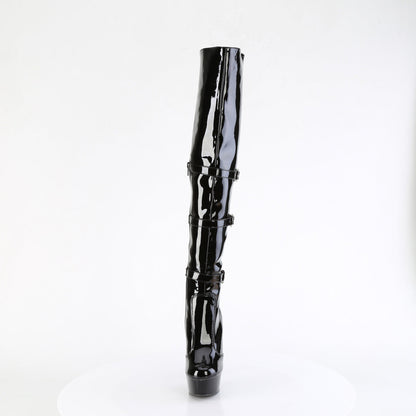DELIGHT-3018 Pleaser Black Patent 6 Inch Strippers Thigh High Boots