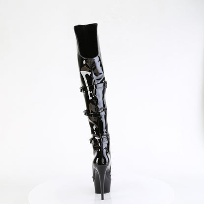 Pleaser DELIGHT-3018 Black Platform Over the Knee Boots - 6 Inch Heels