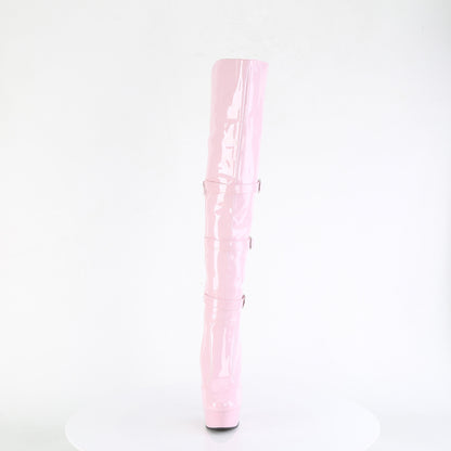 Pleaser DELIGHT-3018 Baby Pink Platform Over the Knee Boots - 6 Inch Heels