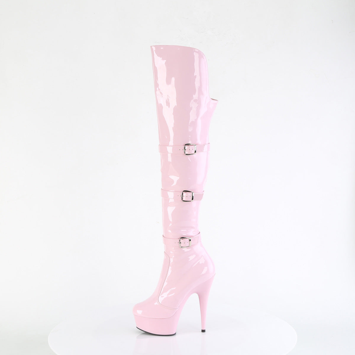 Pleaser DELIGHT-3018 Baby Pink Platform Over the Knee Boots - 6 Inch Heels