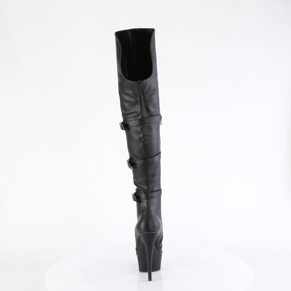 Pleaser DELIGHT-3018 Black / Black Matte Platform Over the Knee Boots - 6 Inch Heels