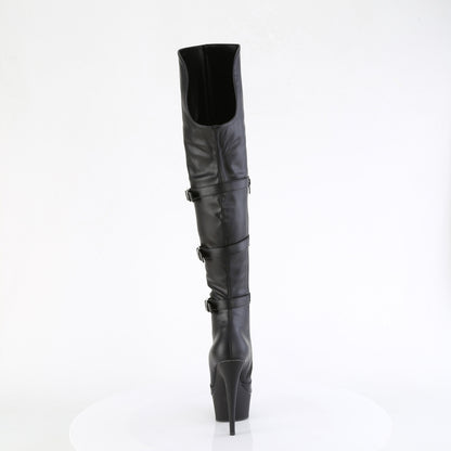 Pleaser DELIGHT-3018 Black / Black Matte Platform Over the Knee Boots - 6 Inch Heels