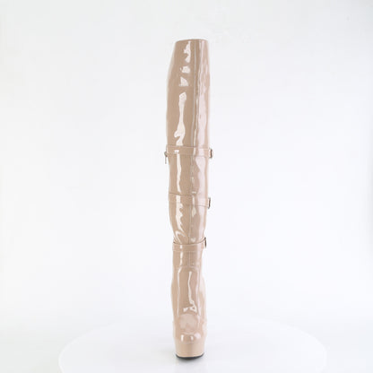 Pleaser DELIGHT-3018 Nude Platform Over the Knee Boots - 6 Inch Heels