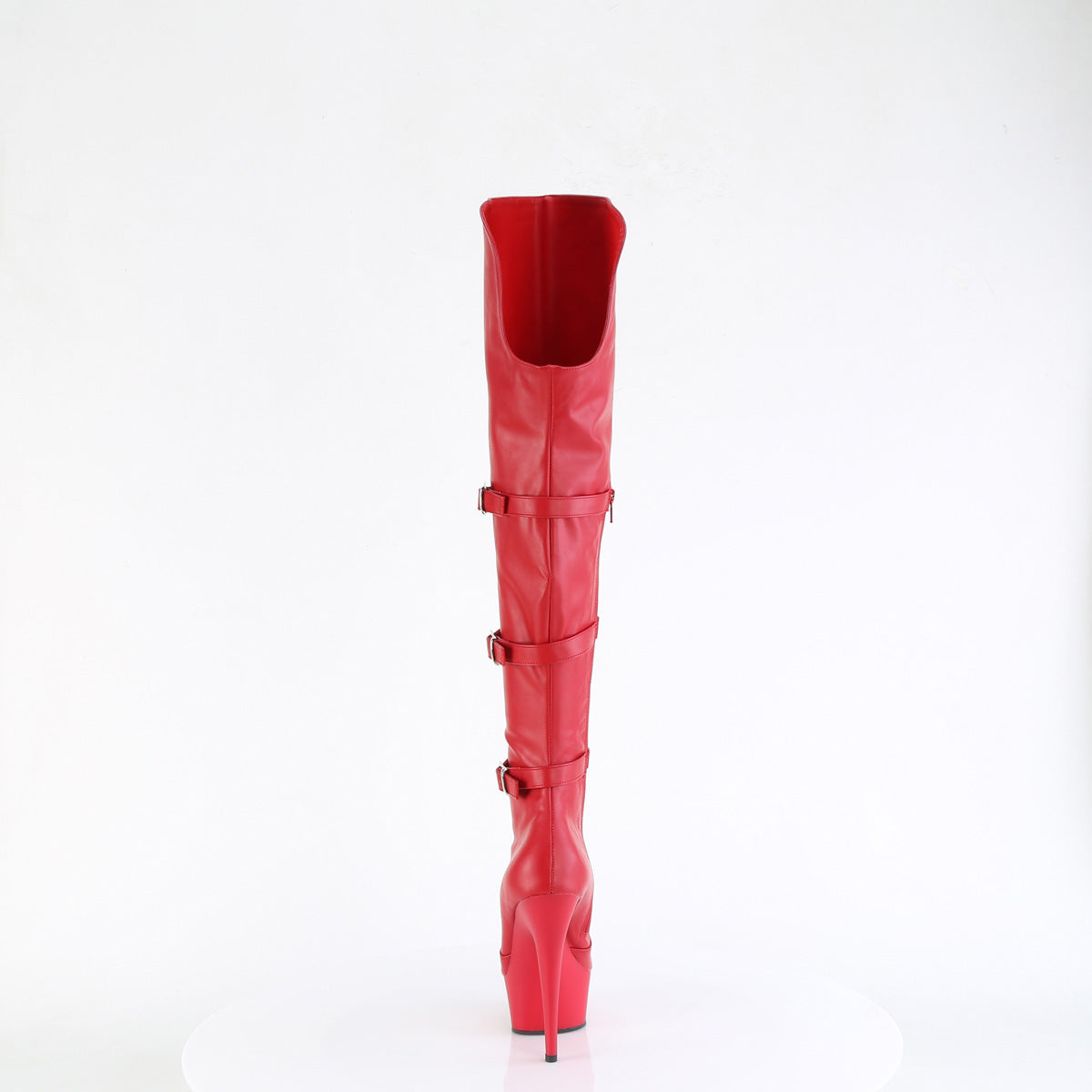 Pleaser DELIGHT-3018 Red / Red Matte Platform Over the Knee Boots - 6 Inch Heels