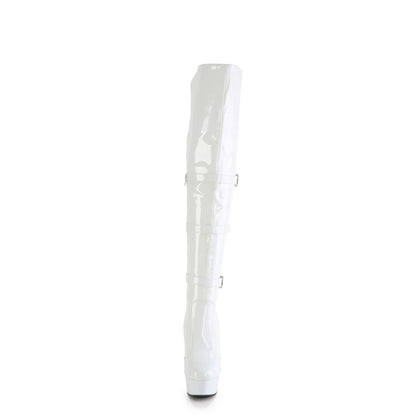 DELIGHT-3018 Pleaser White 6 Inch Exotic Dance Thigh High Boots
