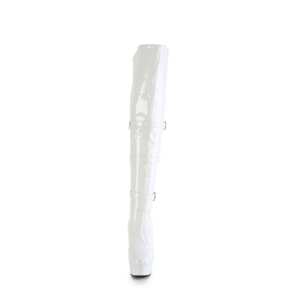 Pleaser DELIGHT-3018 White Platform Over the Knee Boots - 6 Inch Heels