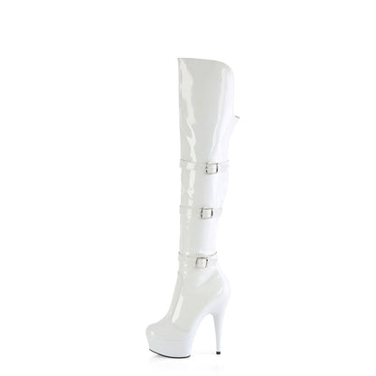 DELIGHT-3018 Pleaser White 6 Inch Exotic Dance Thigh High Boots