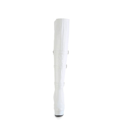 DELIGHT-3018 Pleaser White 6 Inch Strippers Thigh High Boots