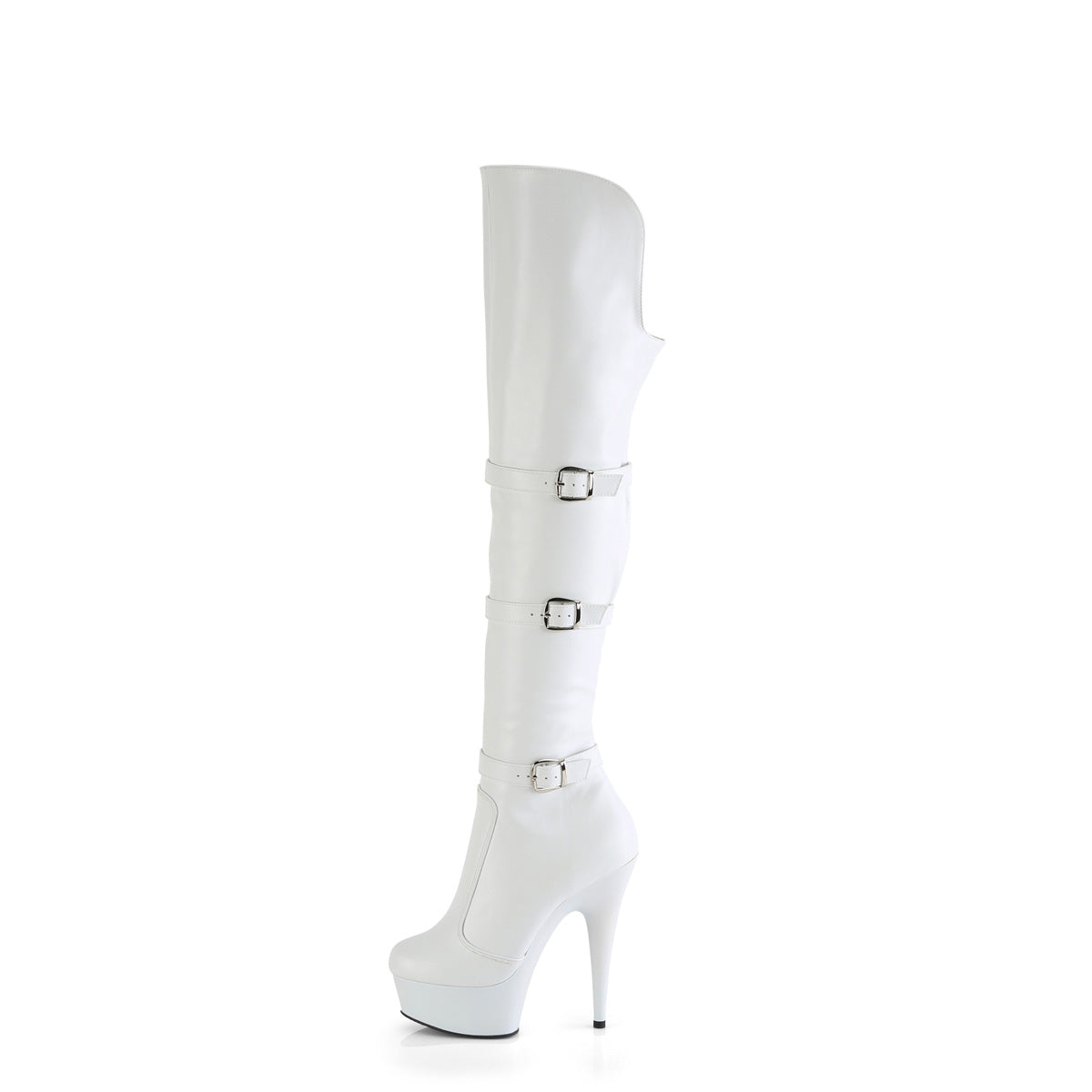 DELIGHT-3018 Pleaser White 6 Inch Strippers Thigh High Boots