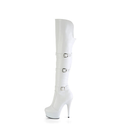 DELIGHT-3018 Pleaser White 6 Inch Strippers Thigh High Boots
