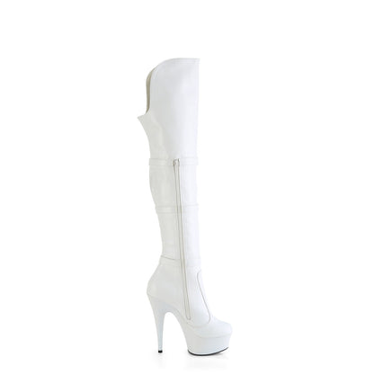DELIGHT-3018 Pleaser White 6 Inch Strippers Thigh High Boots