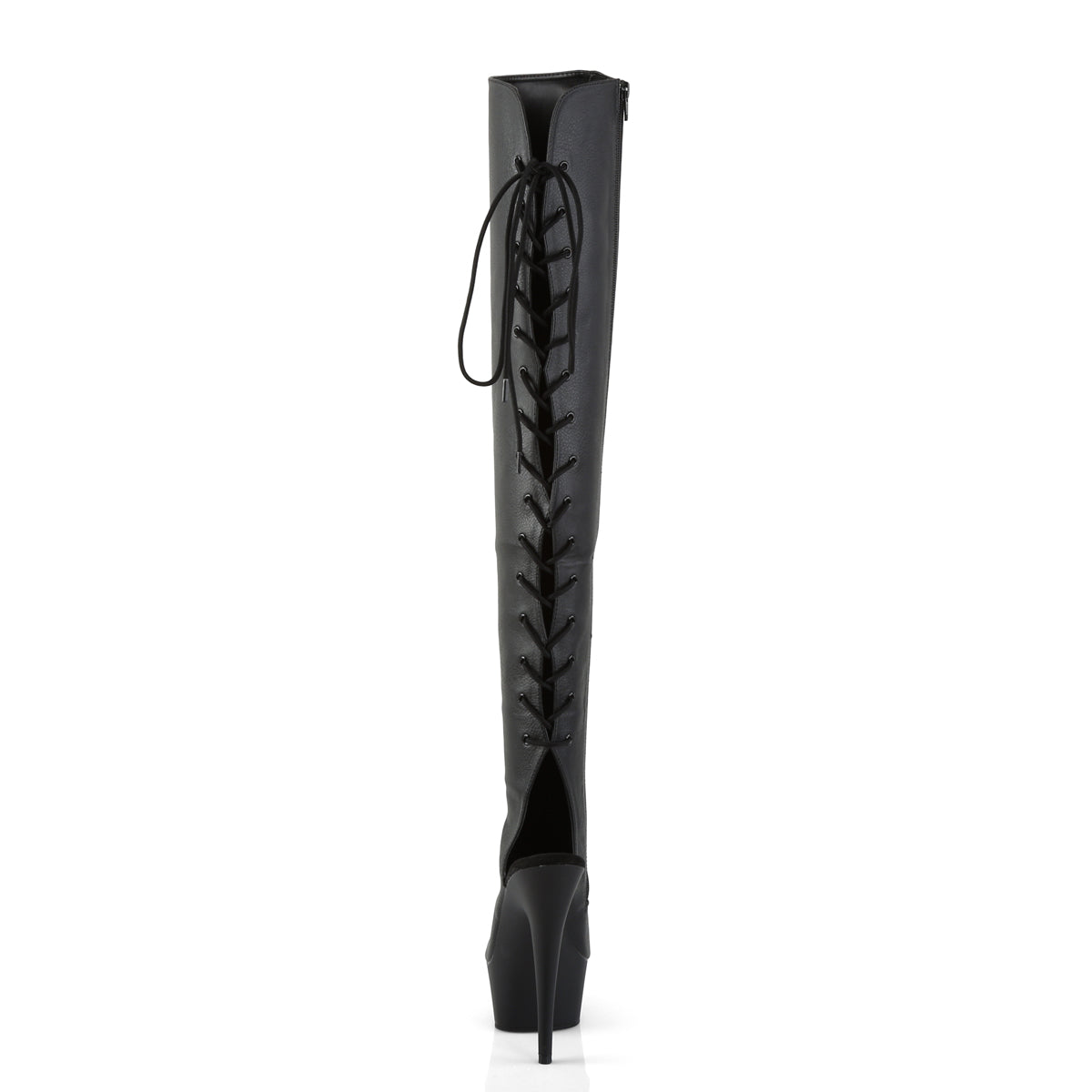 DELIGHT-3019 Pleaser Black 6 Inch Glamour Models Thigh High Boots