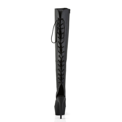 DELIGHT-3019 Pleaser Black 6 Inch Glamour Models Thigh High Boots