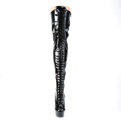 DELIGHT-3023 Pleaser Black Patent 6 Inch Glamour Models Thigh High Boots