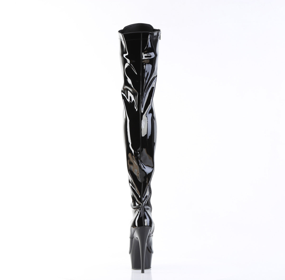 Pleaser DELIGHT-3023 Black Lace-Up Platform Thigh High Boots - 6 Inch Heels