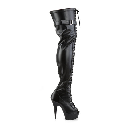 DELIGHT-3025 Pleaser 6 Inch Heel Black Pole Dancer Platform Shoes