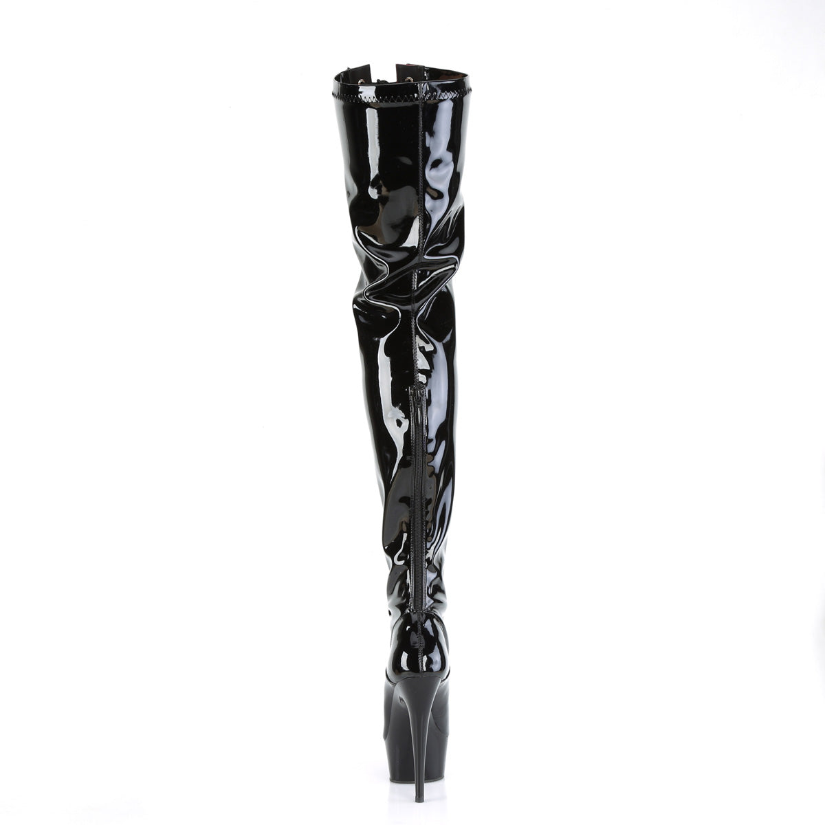 DELIGHT-3027 Pleaser Black Red 6 Inch Pole Dance Thigh High Boots