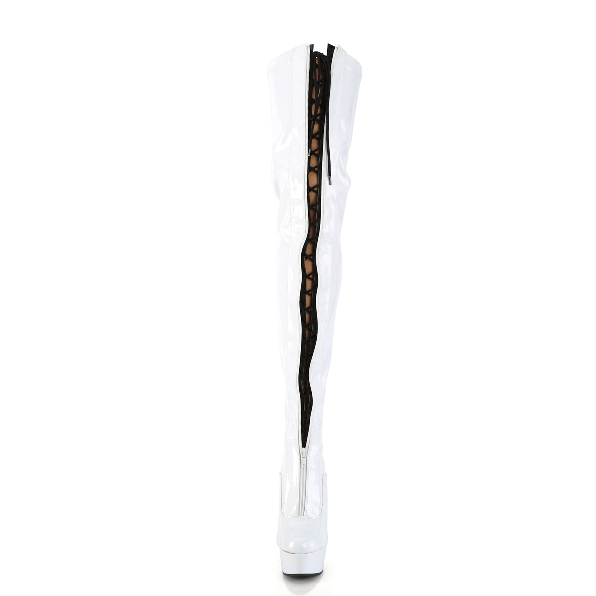 DELIGHT-3027 Pleaser White 6 Inch Glamour Models Thigh High Boots