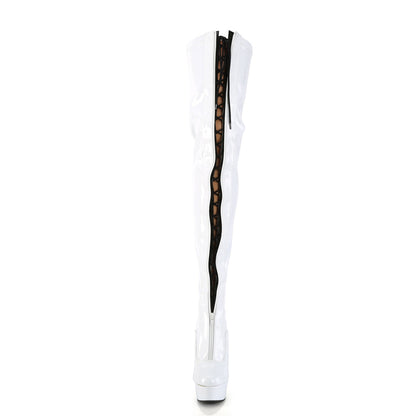 DELIGHT-3027 Pleaser White 6 Inch Glamour Models Thigh High Boots