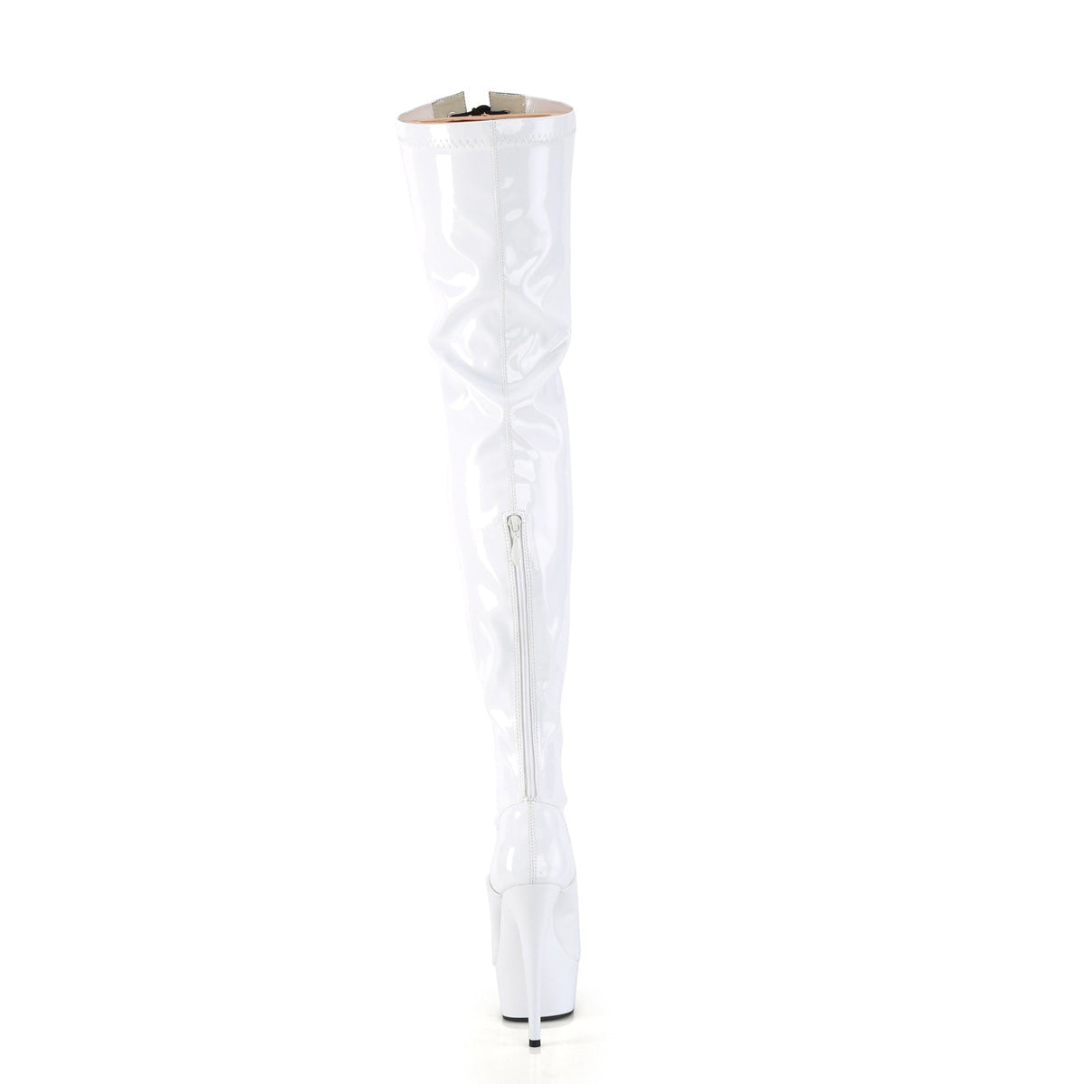 DELIGHT-3027 Pleaser White 6 Inch Glamour Models Thigh High Boots