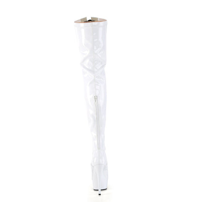 DELIGHT-3027 Pleaser White 6 Inch Glamour Models Thigh High Boots