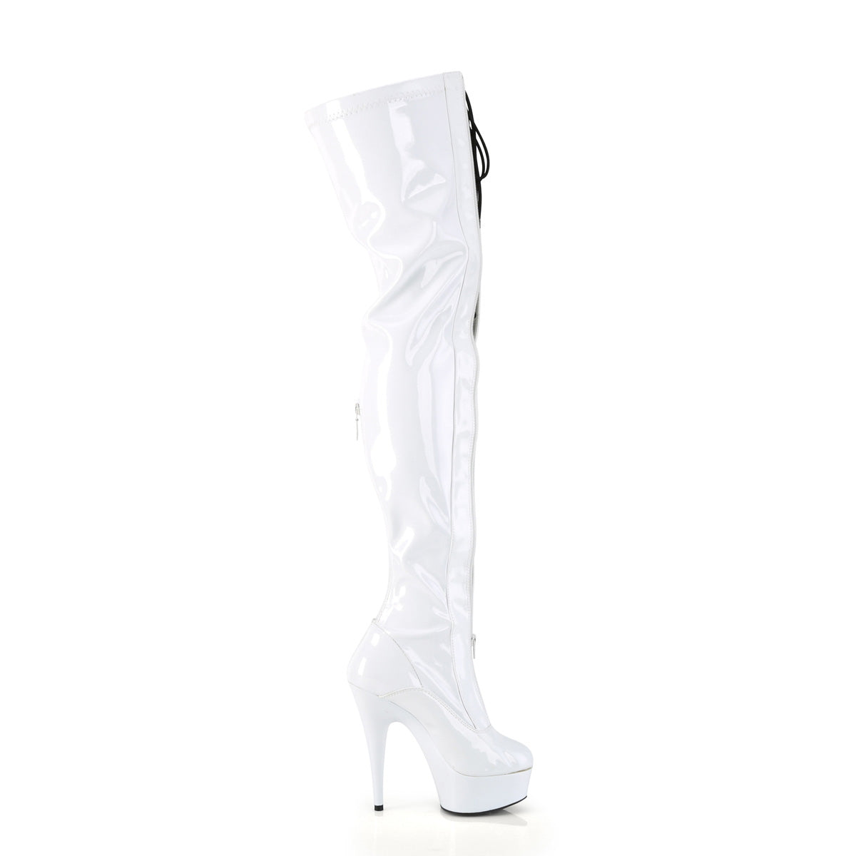DELIGHT-3027 Pleaser White 6 Inch Glamour Models Thigh High Boots