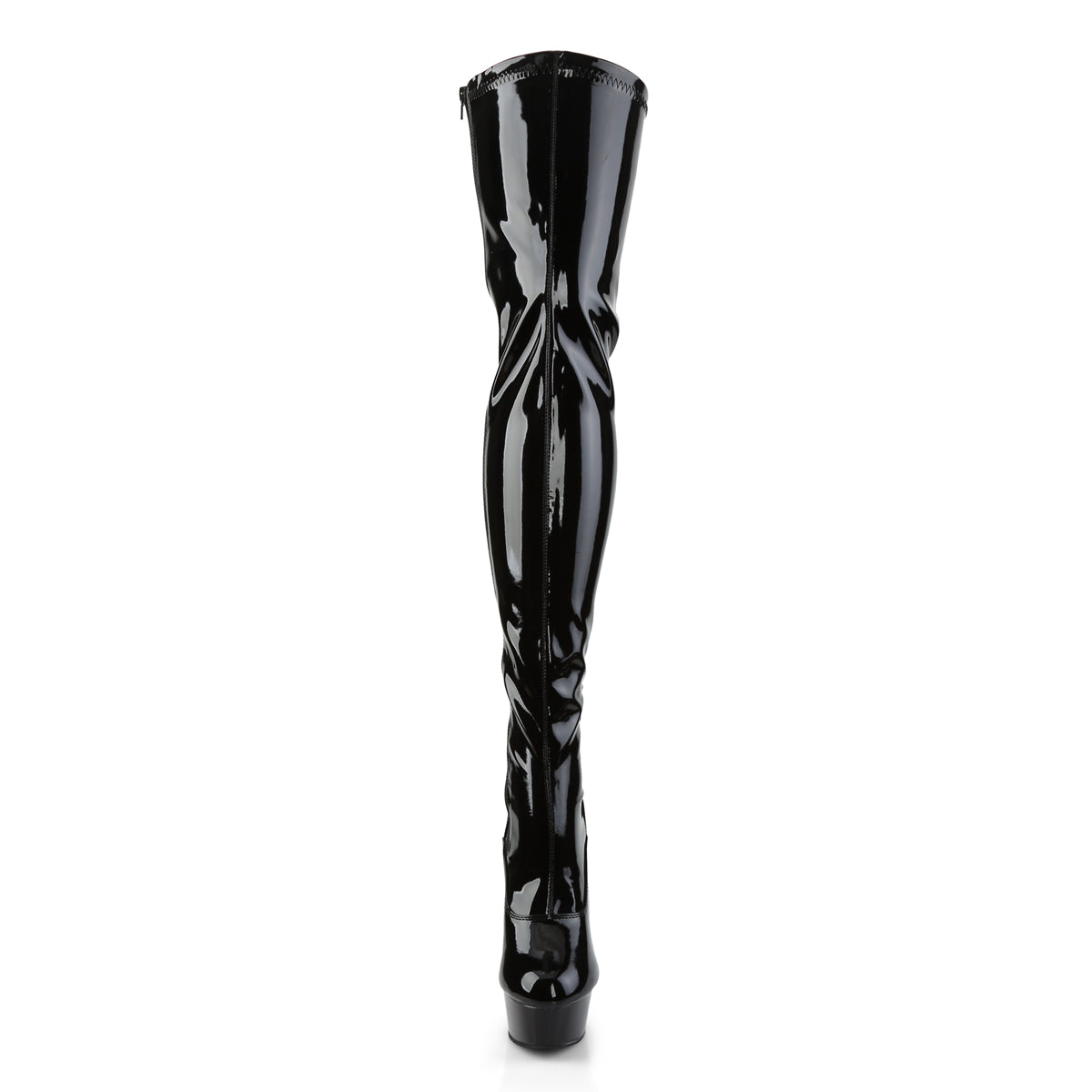 Pleaser DELIGHT-3063 Black Lace-Up Platform Thigh High Boots - 6 Inch Heels