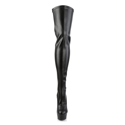 Pleaser DELIGHT-3063 Black Lace-Up Platform Thigh High Boots - 6 Inch Heels
