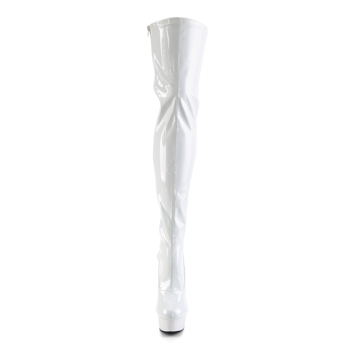 Pleaser DELIGHT-3063 White Lace-Up Platform Thigh High Boots - 6 Inch Heels