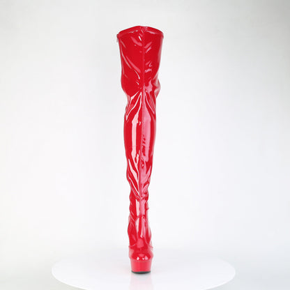 DELIGHT-4000 Pleaser Red 6 Inch Stratement Thigh High Boots