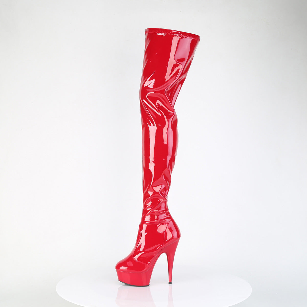 DELIGHT-4000 Pleaser Red 6 Inch Stratement Thigh High Boots