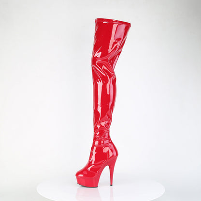 DELIGHT-4000 Pleaser Red 6 Inch Stratement Thigh High Boots