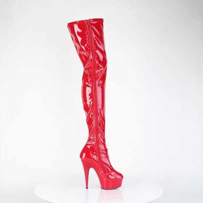 DELIGHT-4000 Pleaser Red 6 Inch Stratement Thigh High Boots
