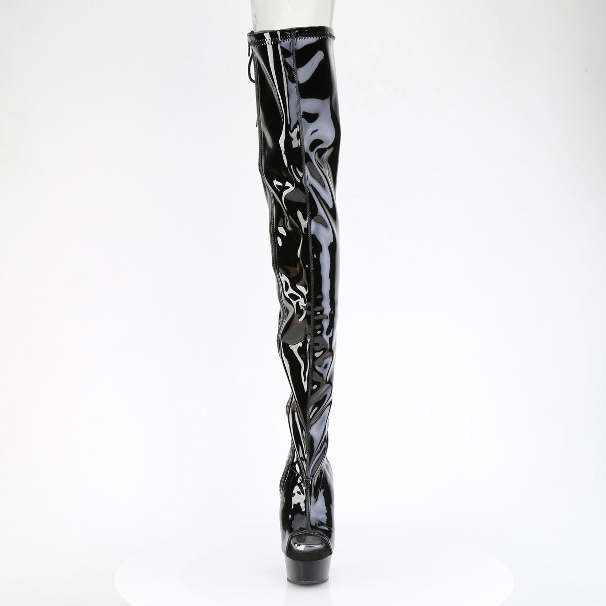 DELIGHT-4017 Pleaser Black Patent 6 Inch High Fashiom Thigh High Boots
