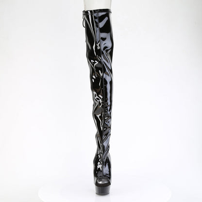 DELIGHT-4017 Pleaser Black Patent 6 Inch High Fashiom Thigh High Boots