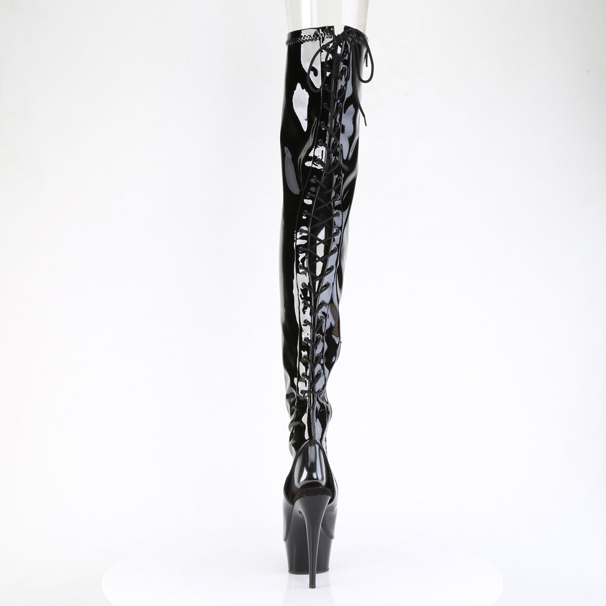 DELIGHT-4017 Pleaser Black Patent 6 Inch High Fashiom Thigh High Boots