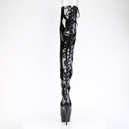 DELIGHT-4017 Pleaser Black Patent 6 Inch High Fashiom Thigh High Boots