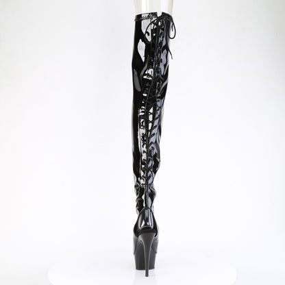 Pleaser DELIGHT-4017 Black Lace-Up Open Toe Platform Boots - 6 Inch Heels