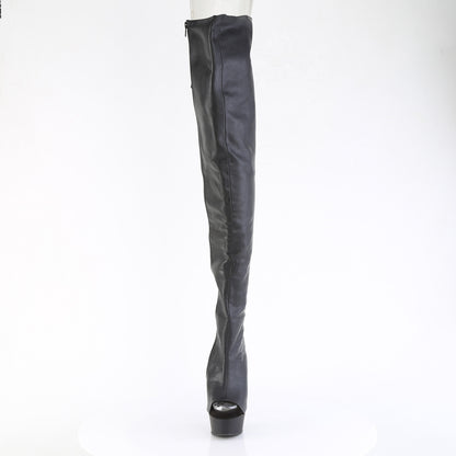 Pleaser DELIGHT-4019 Black / Black Matte Lace-Up Open Toe Platform Boots - 6 Inch Heels