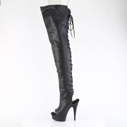DELIGHT-4019 Pleaser Black 6 Inch Pole Dance Thigh High Boots